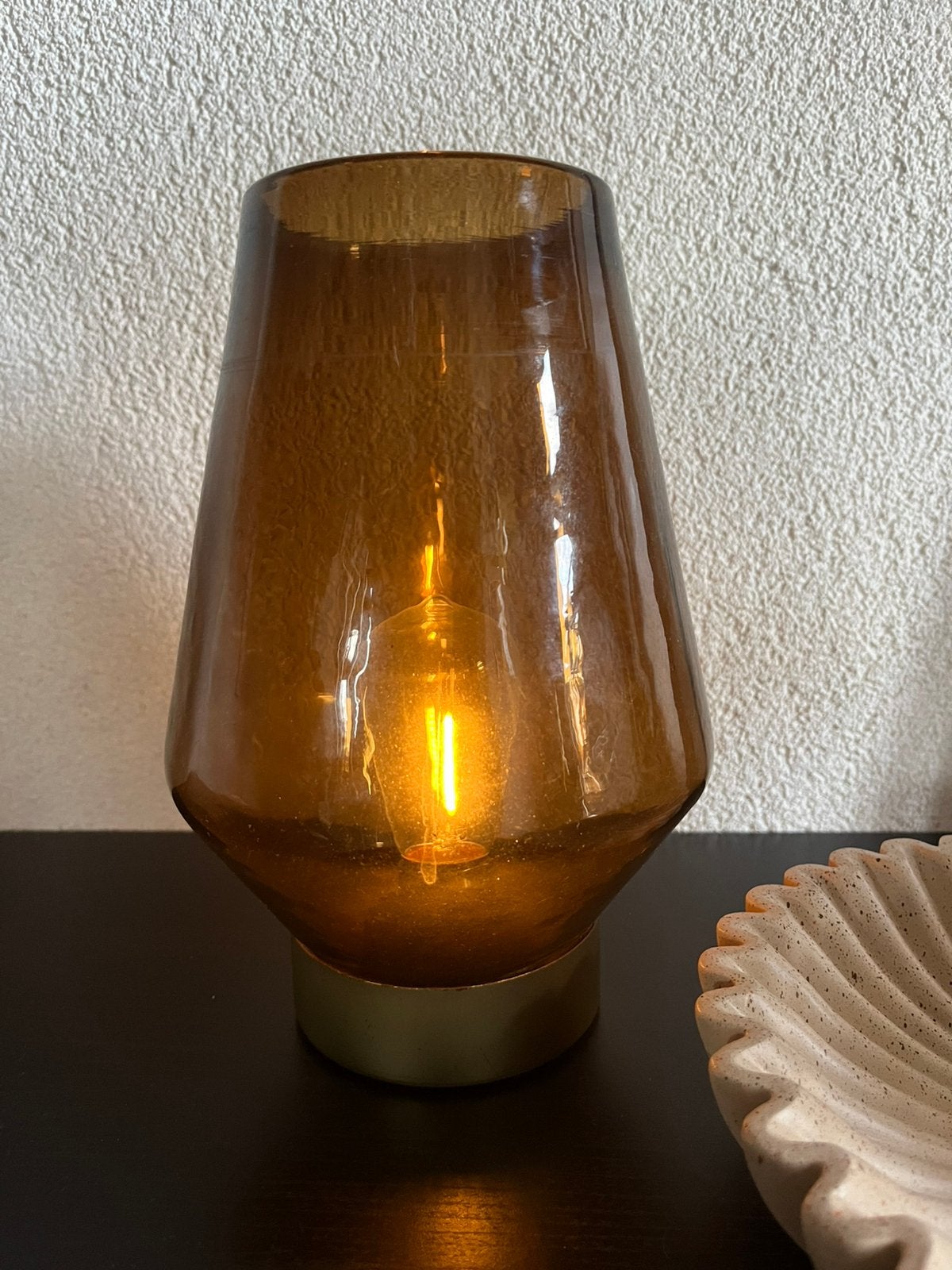Tafellamp, Gebruikt, 24 cm, Ophalen of Verzenden, Glas