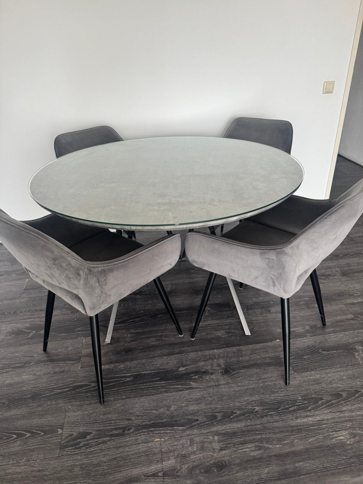 Eetkamertafel met stoelen, Huis en Inrichting, Ophalen, Kunststof, 100 tot 150 cm, Rond
