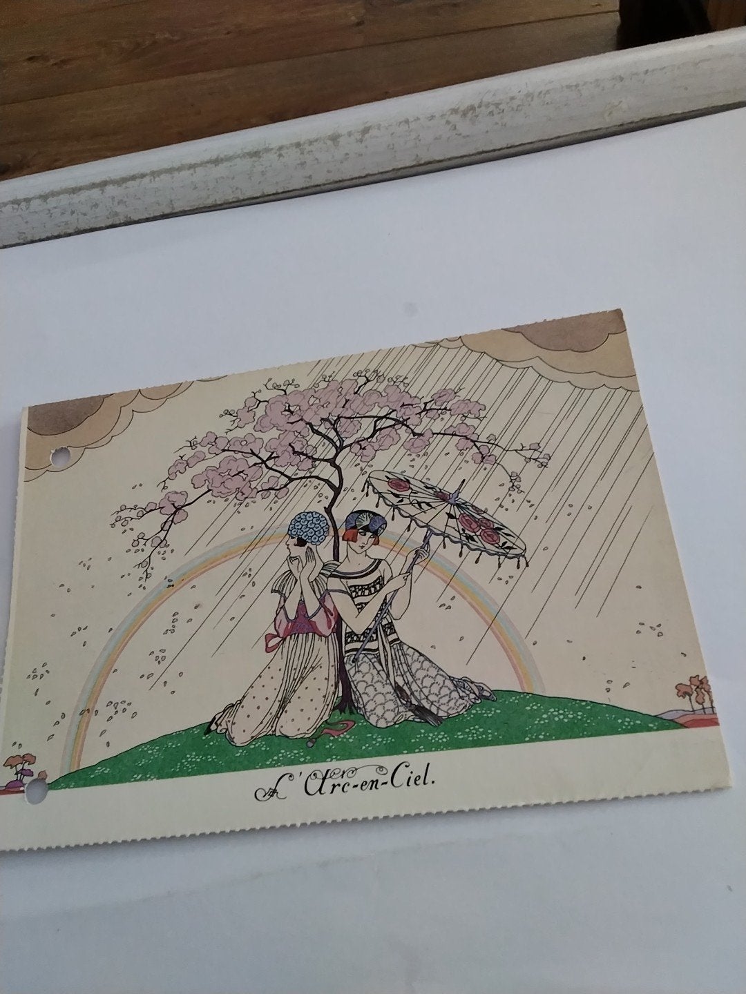 Vintage prent 'L'Arc-en-Ciel' door George Barbier (1920), Ophalen of Verzenden, 1920 tot 1940, Ongelopen