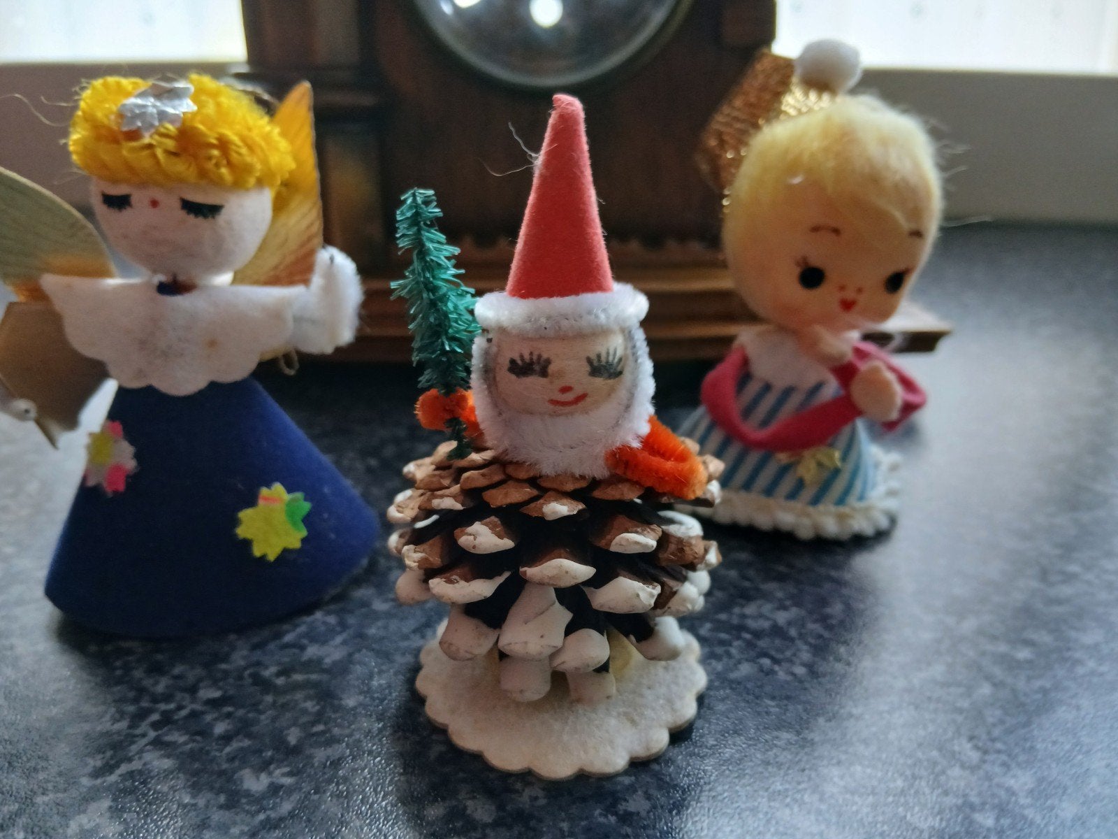 3 oude kerst poppetjes.Engel .Kerstman, Diversen, Ophalen of Verzenden