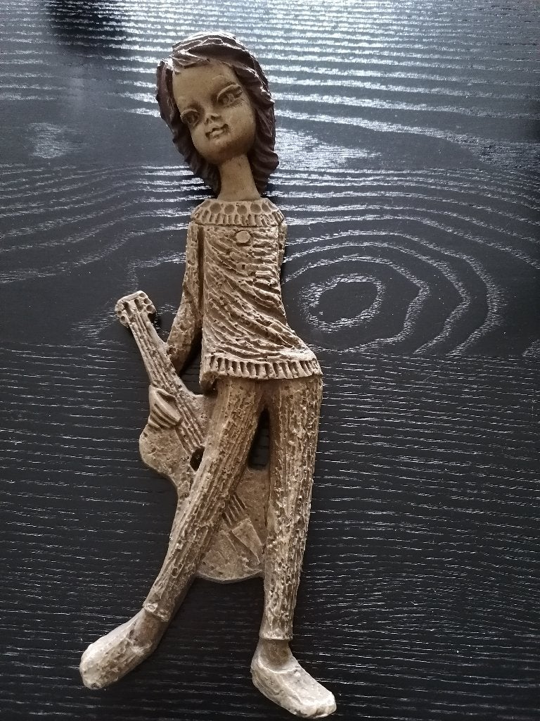 Wandbeeld Muur Keramiek Meisje Gitaar Circa 1950, Ophalen of Verzenden