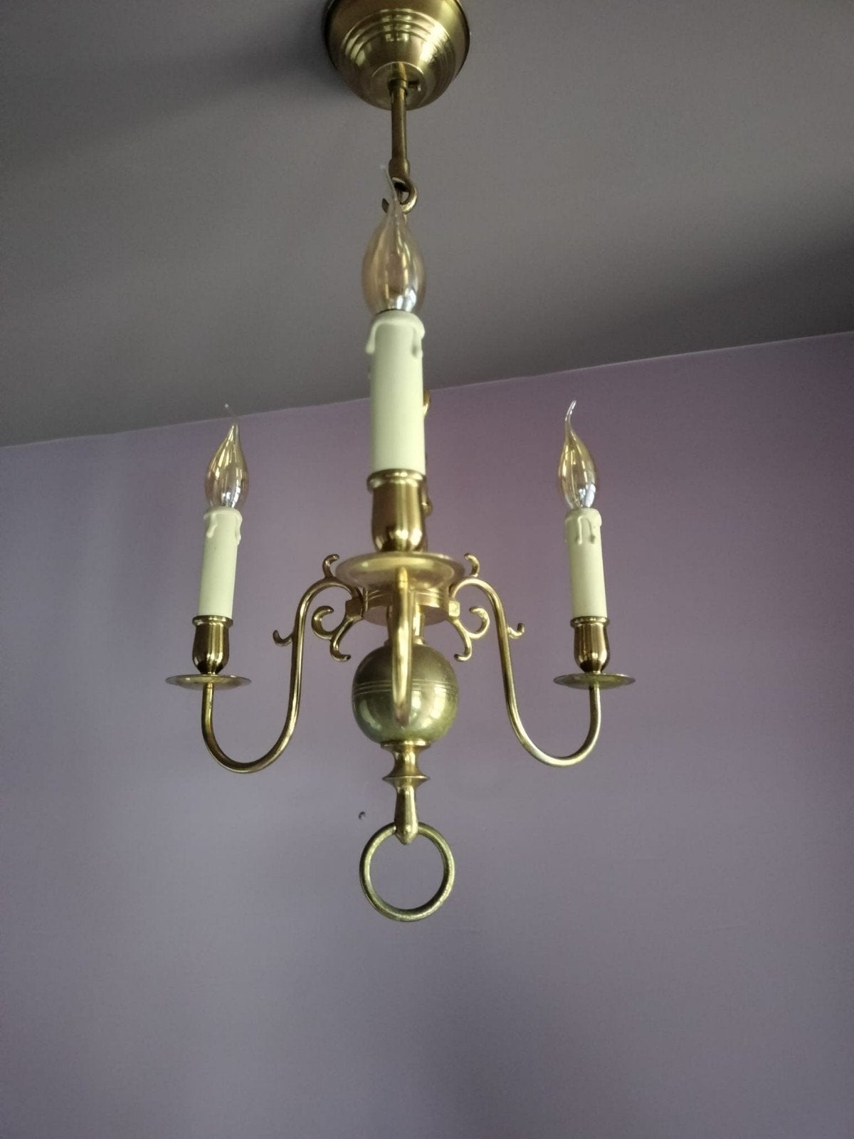 Vintage Messing Kroonluchter, Huis en Inrichting, Vintage, Klassiek, Landelijk, Gebruikt, E14 (klein), Ophalen of Verzenden