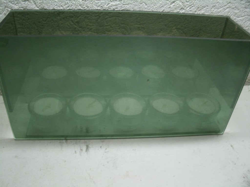 18c 5 waxinie lichtjes in glazen bak, Ophalen
