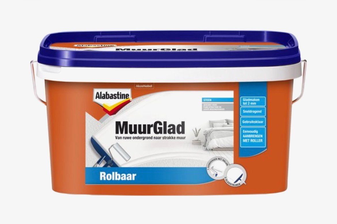 Muurglad 10 emmer geopent ongeveer 5 liter over, Doe-het-zelf en Verbouw, Verf, Beits en Lak, Ophalen, Zo goed als nieuw, Wit