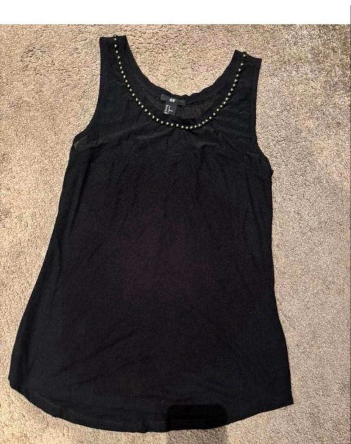 H&M Zwart Mouwloos Topje met Studs - Maat M, Maat 38/40 (M), Zwart, Ophalen of Verzenden, Zo goed als nieuw