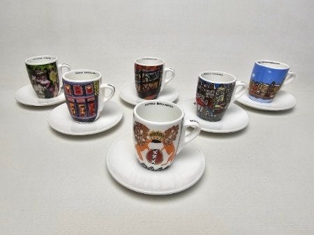 # Beautiful People Art from the Heart espresso kop schotels, Gebruikt, Ophalen of Verzenden, Overige stijlen, Kop(pen) en/of Schotel(s)