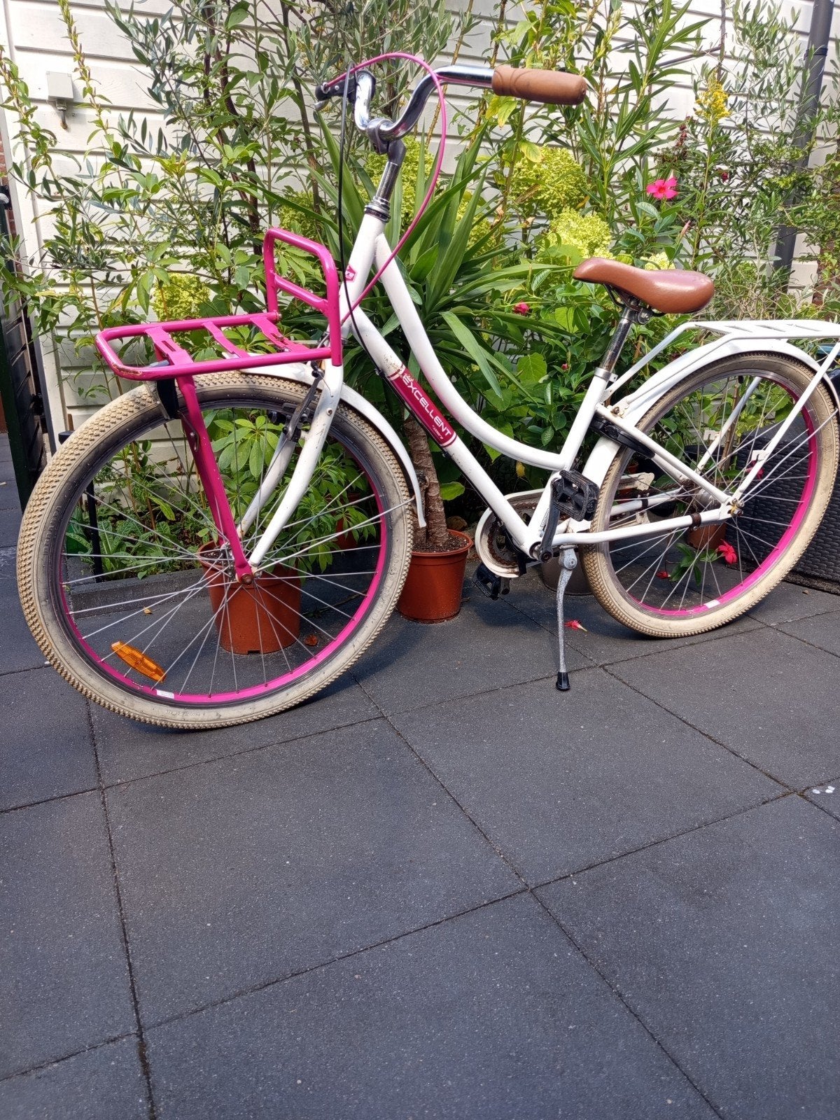 Volare Excellent meisjes fiets - Wit/Roze, Overige merken, Terugtraprem, Gebruikt, Versnellingen