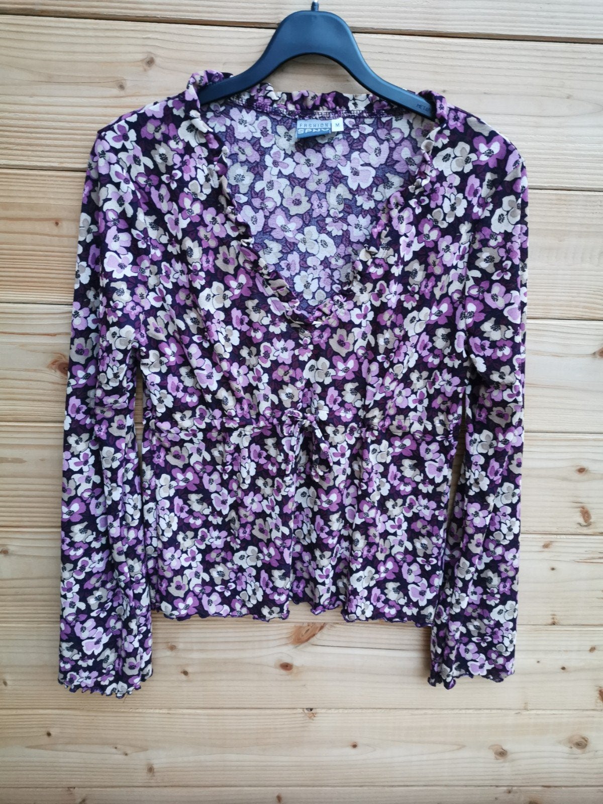 Fashion SPNX blouse met ruches mt. M, Kleding | Dames, Maat 38/40 (M), Verzenden, Paars, Zo goed als nieuw