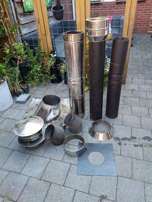 complete kachelpijp set voor tuinhuis,garage met schoorsteen, Ophalen, Gebruikt, Hout, Houtkachel