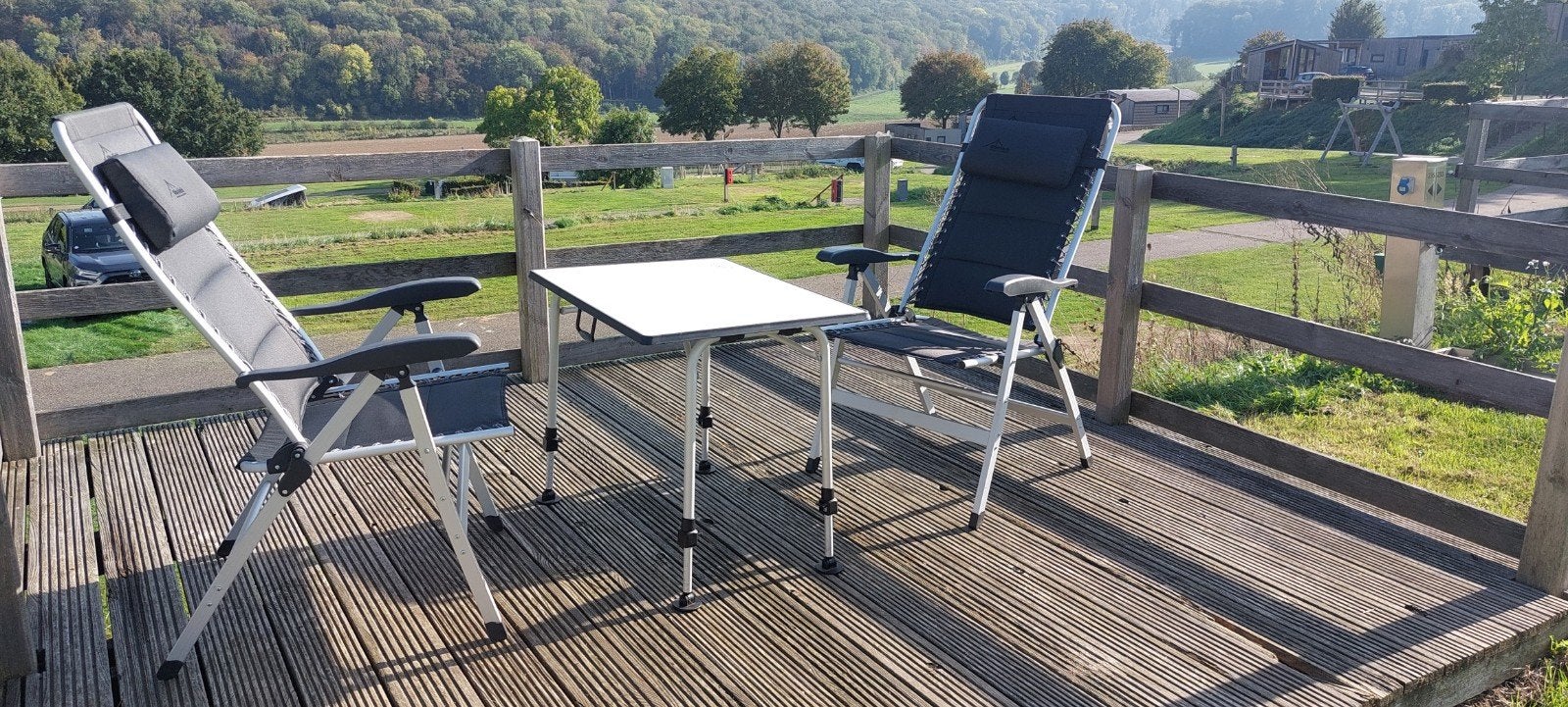 2x Obelink standenstoel + inklapbare campingtafel, Ophalen, Gebruikt, Campingstoel