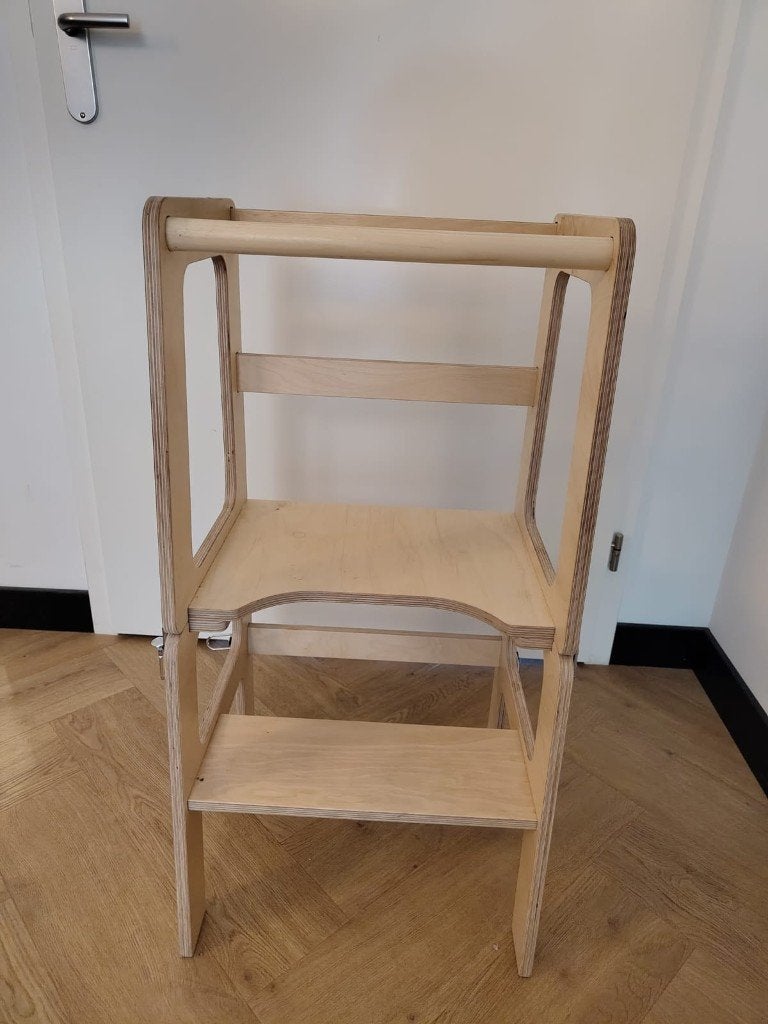 Houten montesorri leertoren 2 in 1 houtkleur van Jindl., Ophalen, Zo goed als nieuw