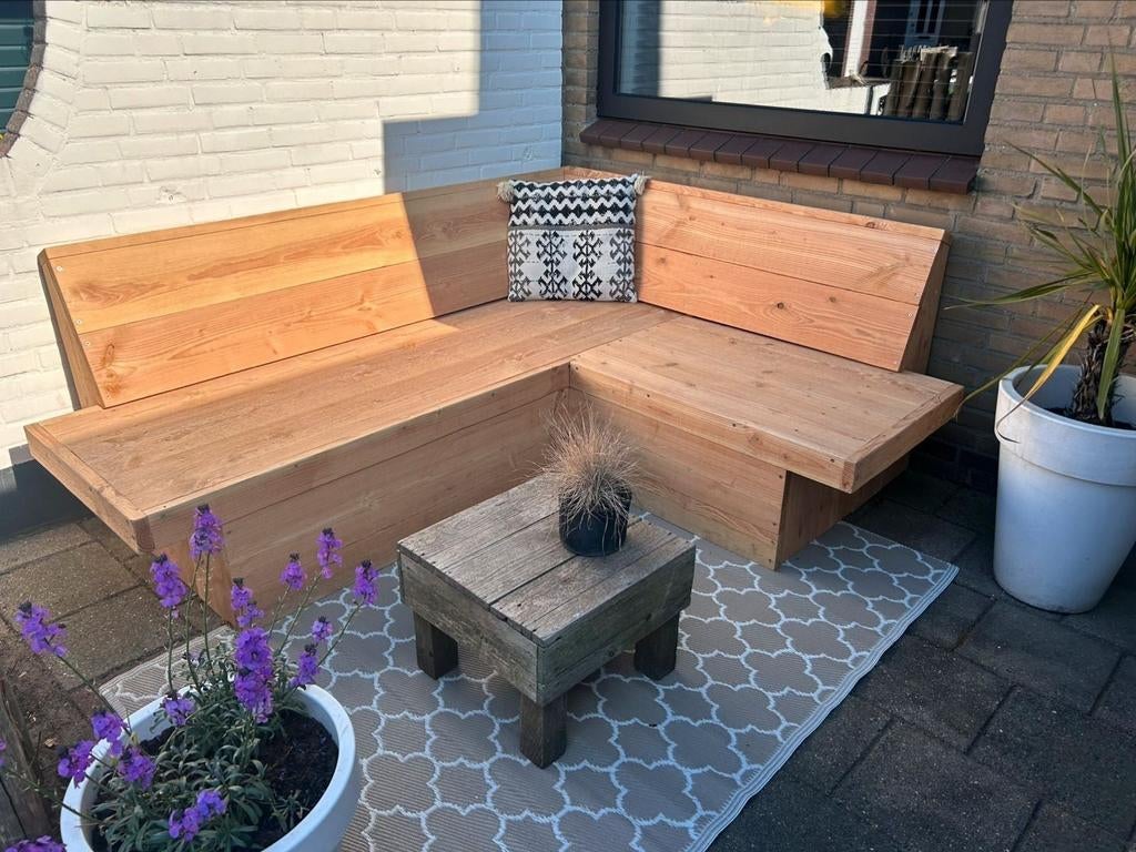 Douglas hoekbank op maat gemaakt, Tuin en Terras, Tuinsets en Loungesets, Ophalen of Verzenden, Nieuw, Hout, Bank
