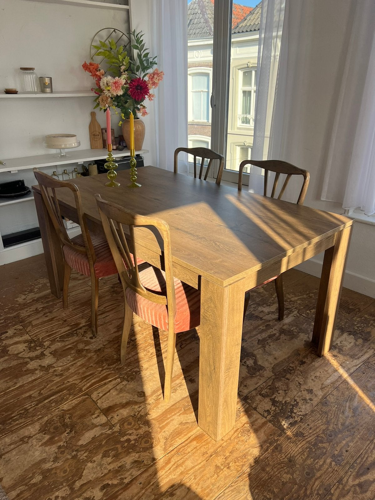 Eettafel hout - 4/6 personen - 160x90cm, Huis en Inrichting, Tafels | Eettafels, Ophalen, Gebruikt, 50 tot 100 cm, Vijf personen of meer