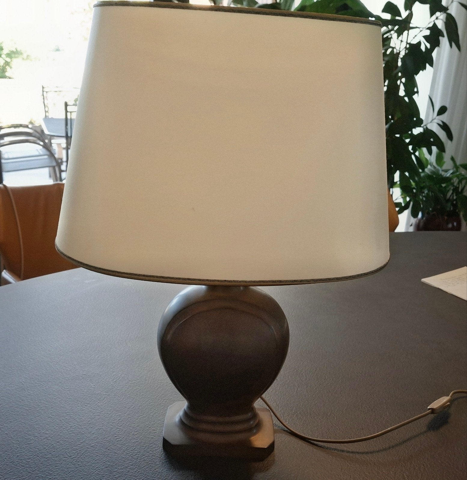 Vintage Tafellamp met Stoffen Kap - Klassiek Design, Huis en Inrichting, Lampen | Tafellampen, Ophalen, Met schakelaar, Gebruikt