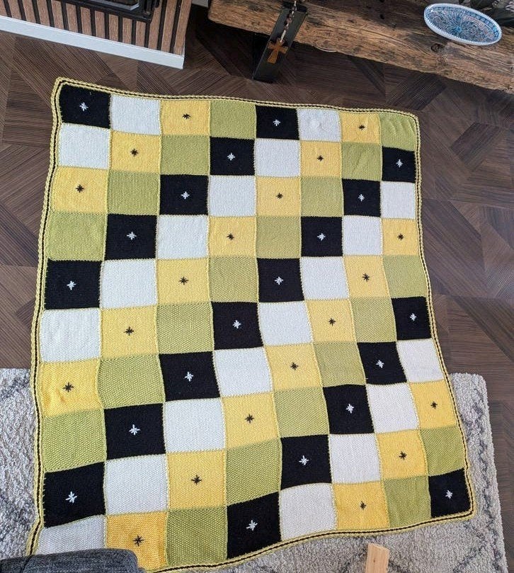 Handgemaakt granny blanket met sterrenpatroon, Handgemaakt, Overige merken, Meerkleurig, Vierkant