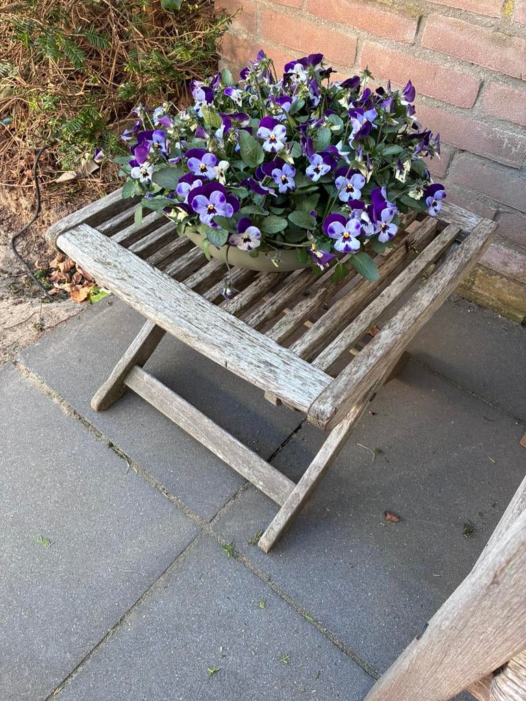 Hartman Mesch krukje, Tuin en Terras, Tuintafels, Ophalen, Gebruikt, Vierkant, Teakhout
