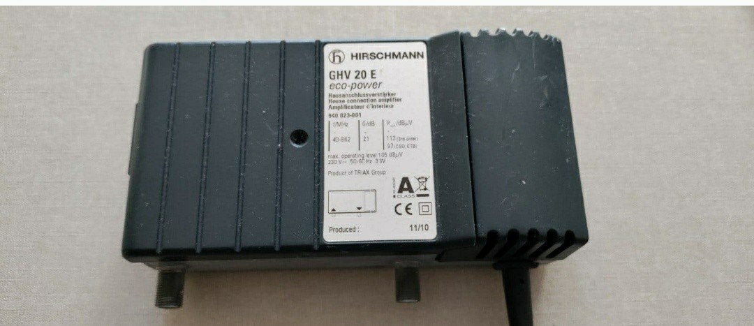 HIRSCHMANN,Antenne versterker,GHV 20 E,CAI,40.862 MHz,21 dB, Ophalen of Verzenden, Zo goed als nieuw, Toebehoren