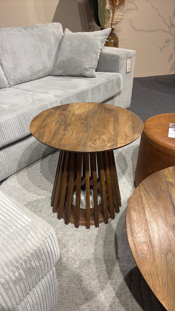 Mango houten bijzettafel, Ophalen, Rond, Minder dan 55 cm