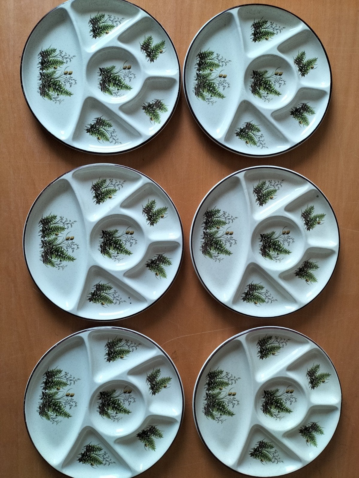 6 Botanische vintage wildflower fondue gourmet borden, Gebruikt, Vintage, Ophalen of Verzenden, Bord(en)