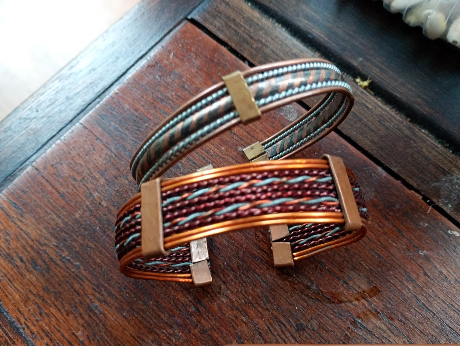 vintage koperen manchet armbanden, Ophalen, Zo goed als nieuw, Overige kleuren