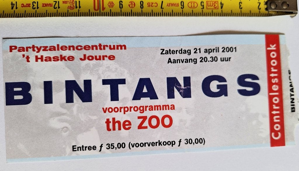 concertkaartje BINTANGS met voorprogramma The Zoo, Ophalen of Verzenden, Zo goed als nieuw