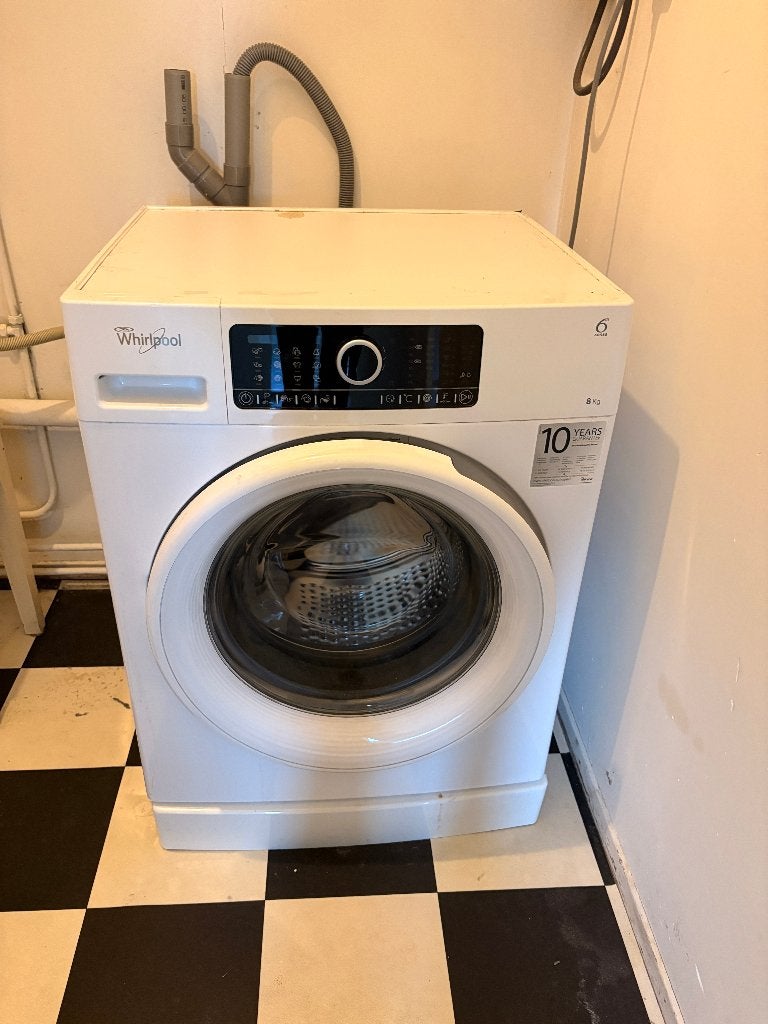 Whirlpool wasmachine, Witgoed en Apparatuur, Ophalen, 1200 tot 1600 toeren, Gebruikt, 8 tot 10 kg