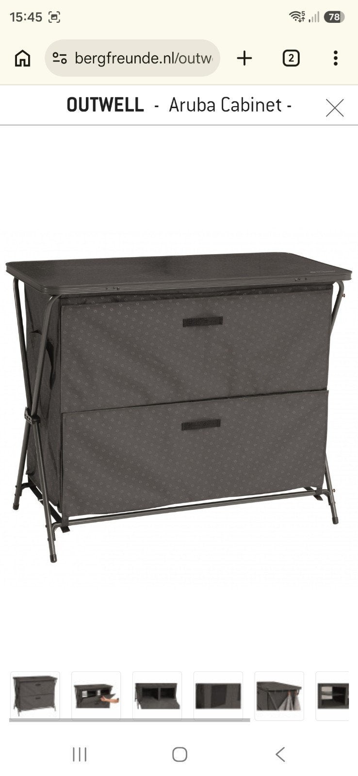 Outwell Aruba Cabinet - kampeermeubel, Caravans en Kamperen, Ophalen, Gebruikt