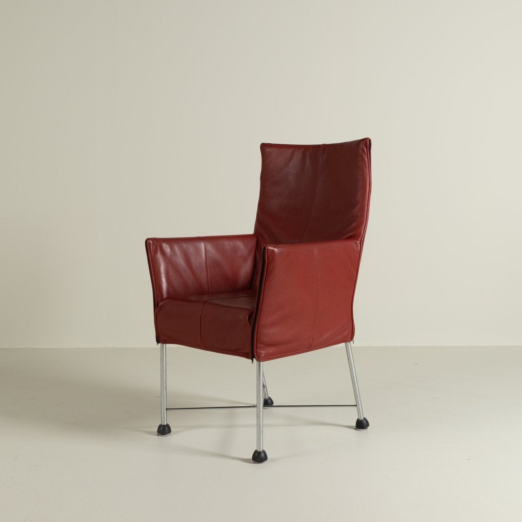 Montis Chaplin Stoel Rood Leer - Aluminium (Op Doppen), Niet ingevuld, Zo goed als nieuw, Niet ingevuld, Niet ingevuld