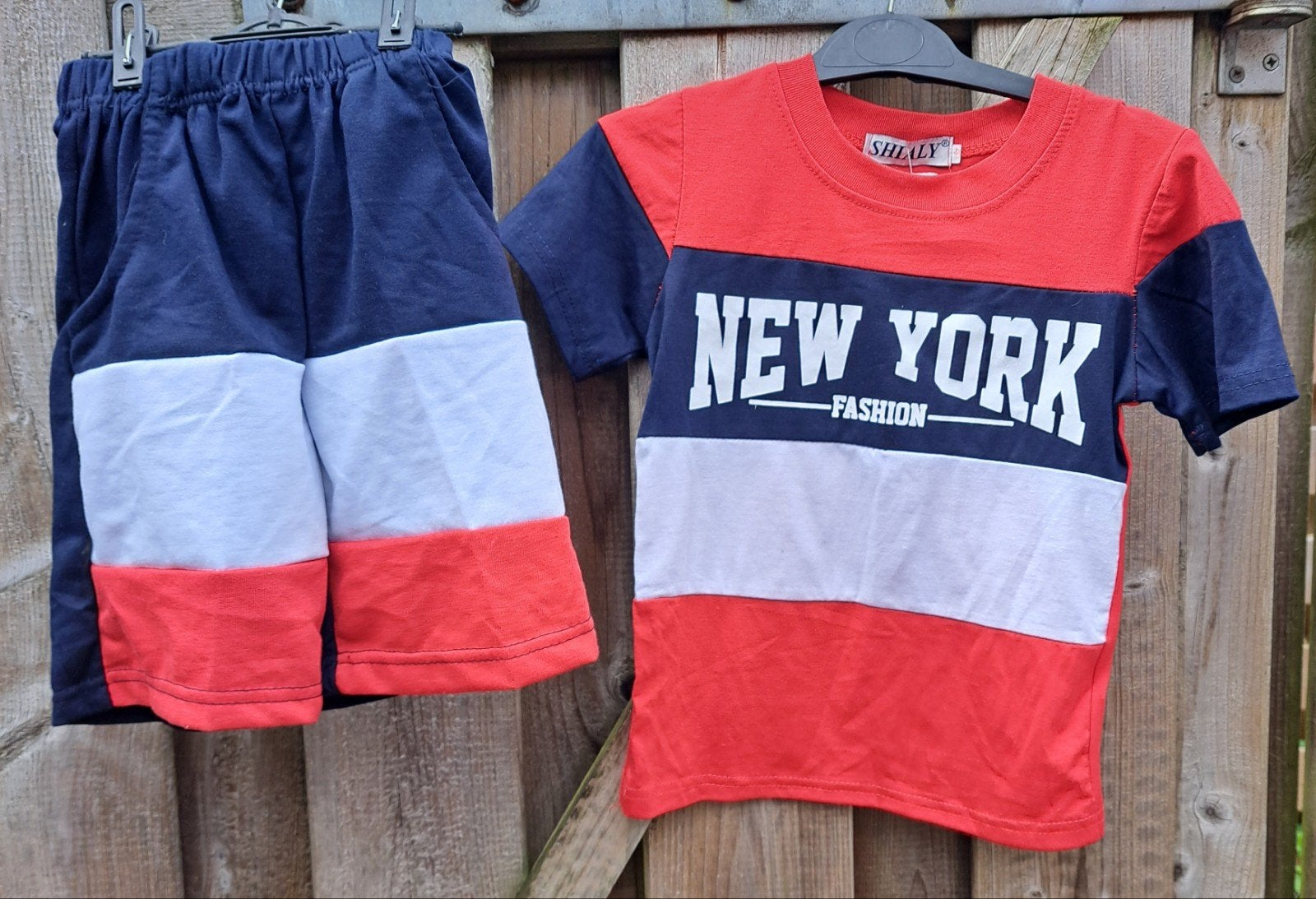Jongens zomerset korte broek t-shirt rood blauw outfit kids, Verzenden, Nieuw, Jongen, Setje