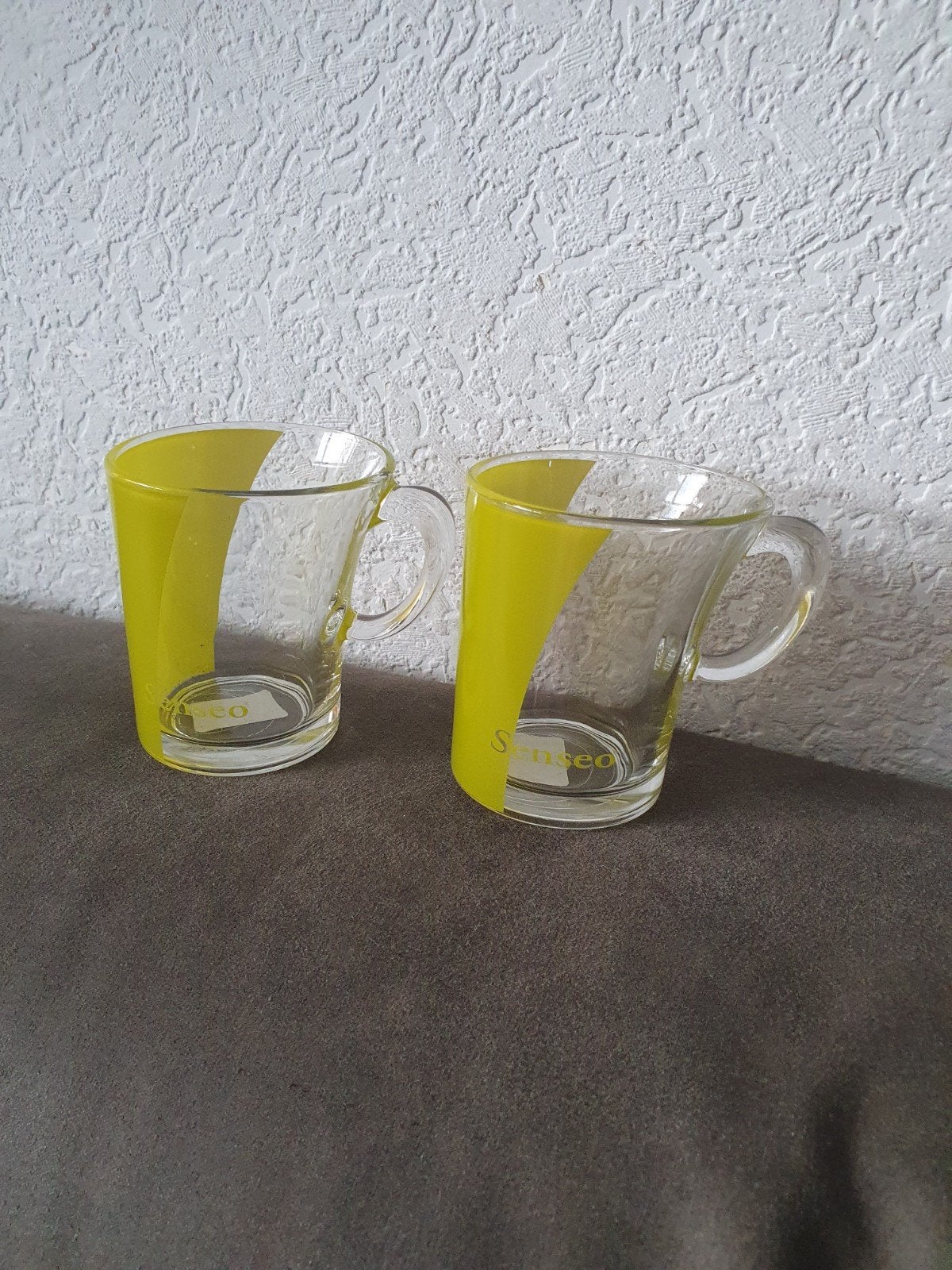 Glazen Senseo kopjes - Geel, Ophalen of Verzenden, Gebruikt, Glas, Groen