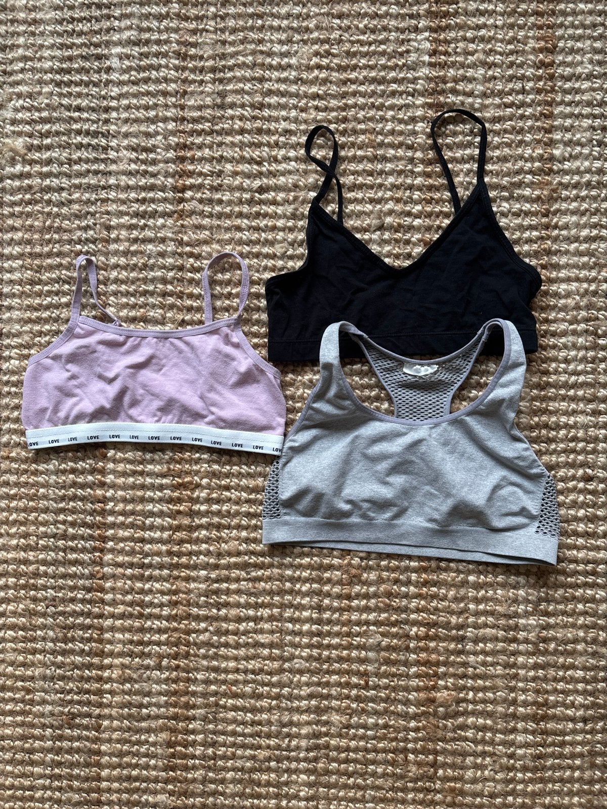 Set van 3 sport-bh's: zwart, lila en grijs, Kinderen en Baby's, Kinderkleding | Maat 134, Ophalen of Verzenden, Gebruikt, Meisje