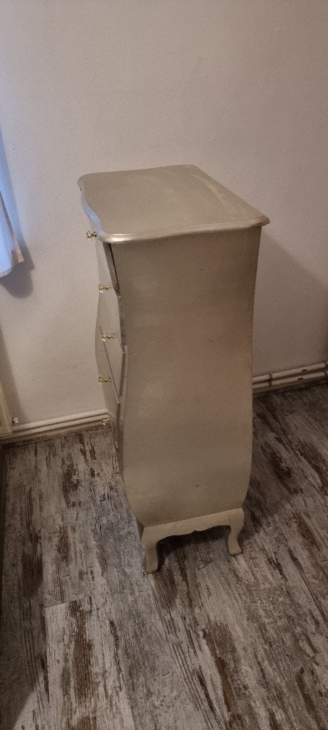 Elegante houten ladekast met 6 lades – zilver/grijs, Ophalen, Gebruikt, 5 laden of meer, 50 tot 100 cm