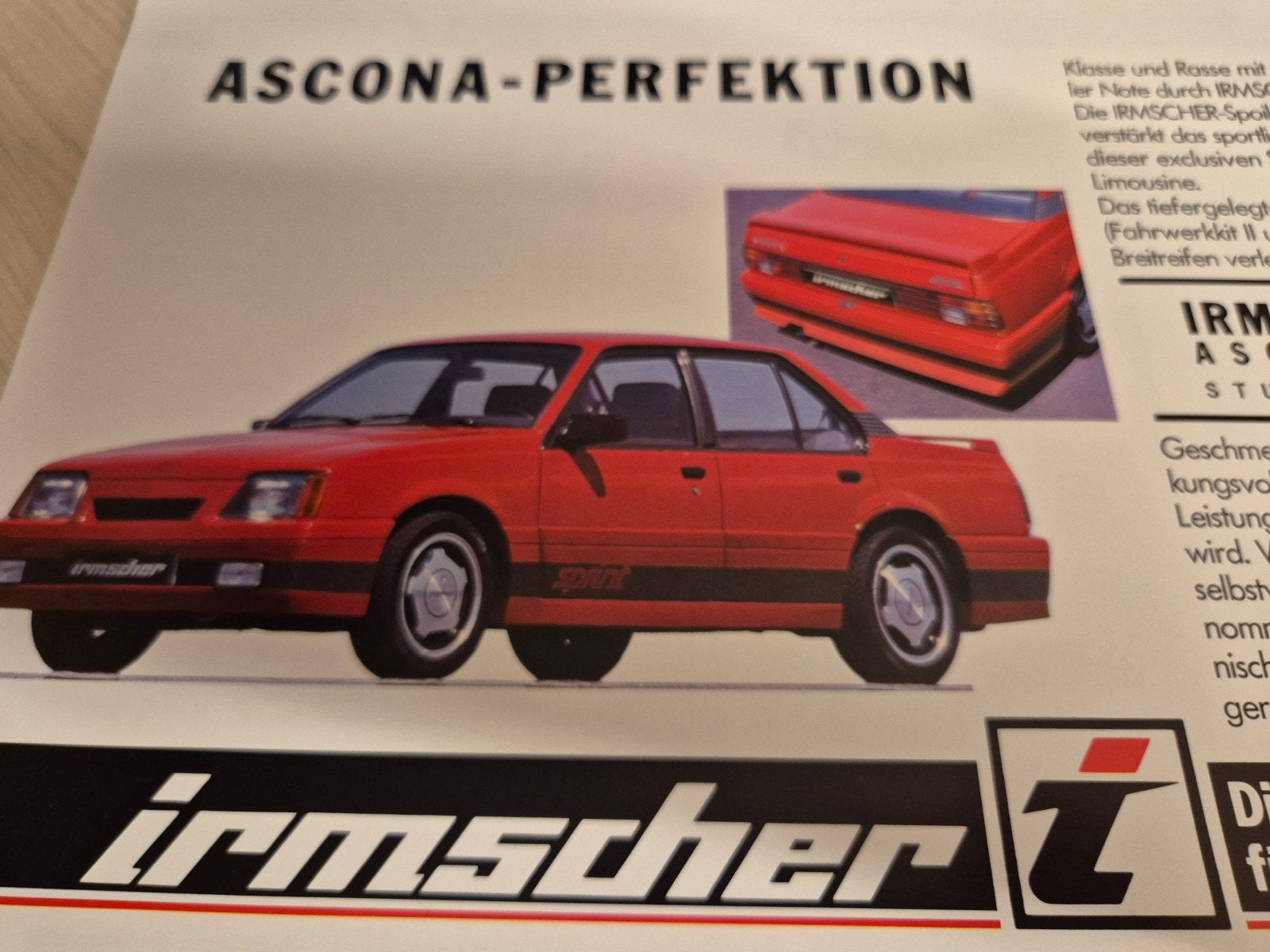 tuner Irmscher Opel Ascona C Irmscher brochure in mooie staa, Ophalen of Verzenden, Zo goed als nieuw, Opel