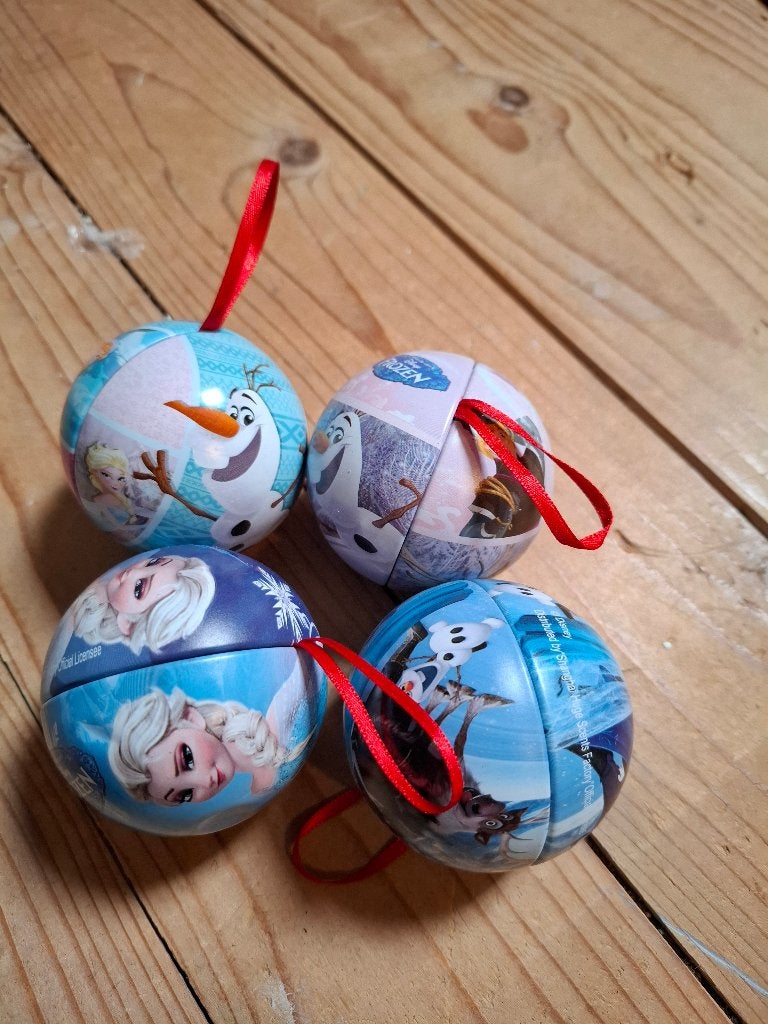4x Disney Frozen kerstbal te koop!, Ophalen of Verzenden, Overige figuren, Gebruikt, Overige typen