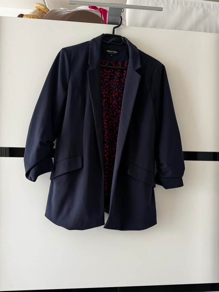 Donkerblauw Only-You Jasje met Rode Voering, Blauw, Ophalen of Verzenden, Zo goed als nieuw, Jasje