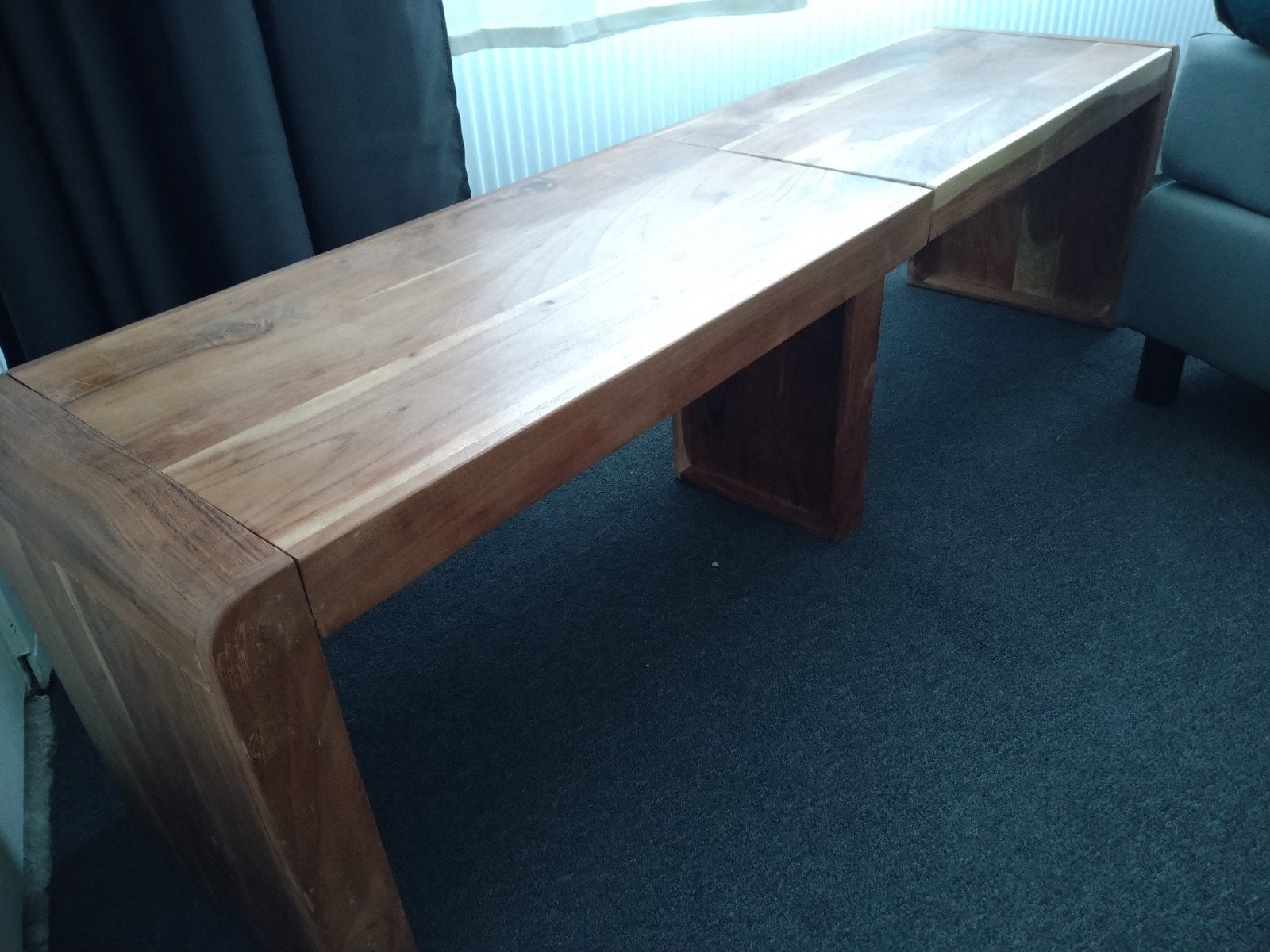 Massief acaciahouten eettafelbank 160x38x45 cm, Ophalen, Modern, Robuust, Zo goed als nieuw, Hout