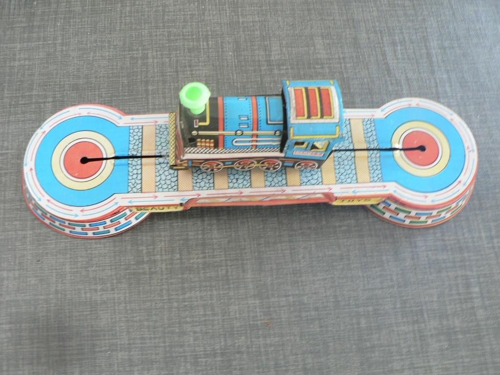 BLIKKEN TREIN OP RAIL BEAUTY TOYS A 30 CM GROEN, Ophalen of Verzenden