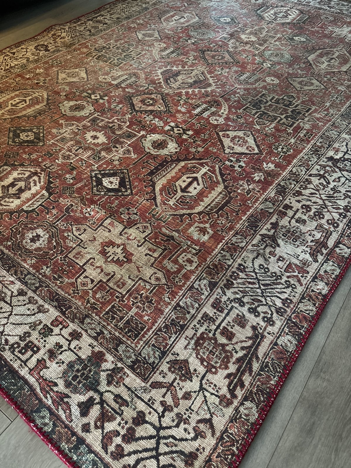 Perzische look tapijt - Rood/Beige, Ophalen, Gebruikt, 150 tot 200 cm, 200 cm of meer