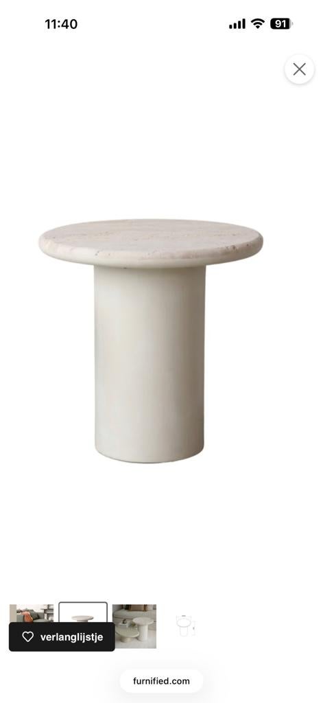Ronde bijzettafel salontafel van travertin van Furnified, Ophalen, Zo goed als nieuw, Rond, Overige materialen