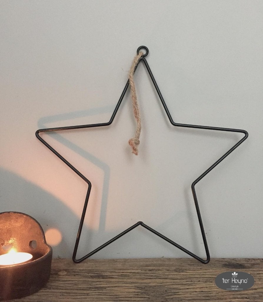 Metalen zwarte ster 28 40 50 cm kerst zwart stoer sober, Verzenden, Nieuw, Zwart, Metaal