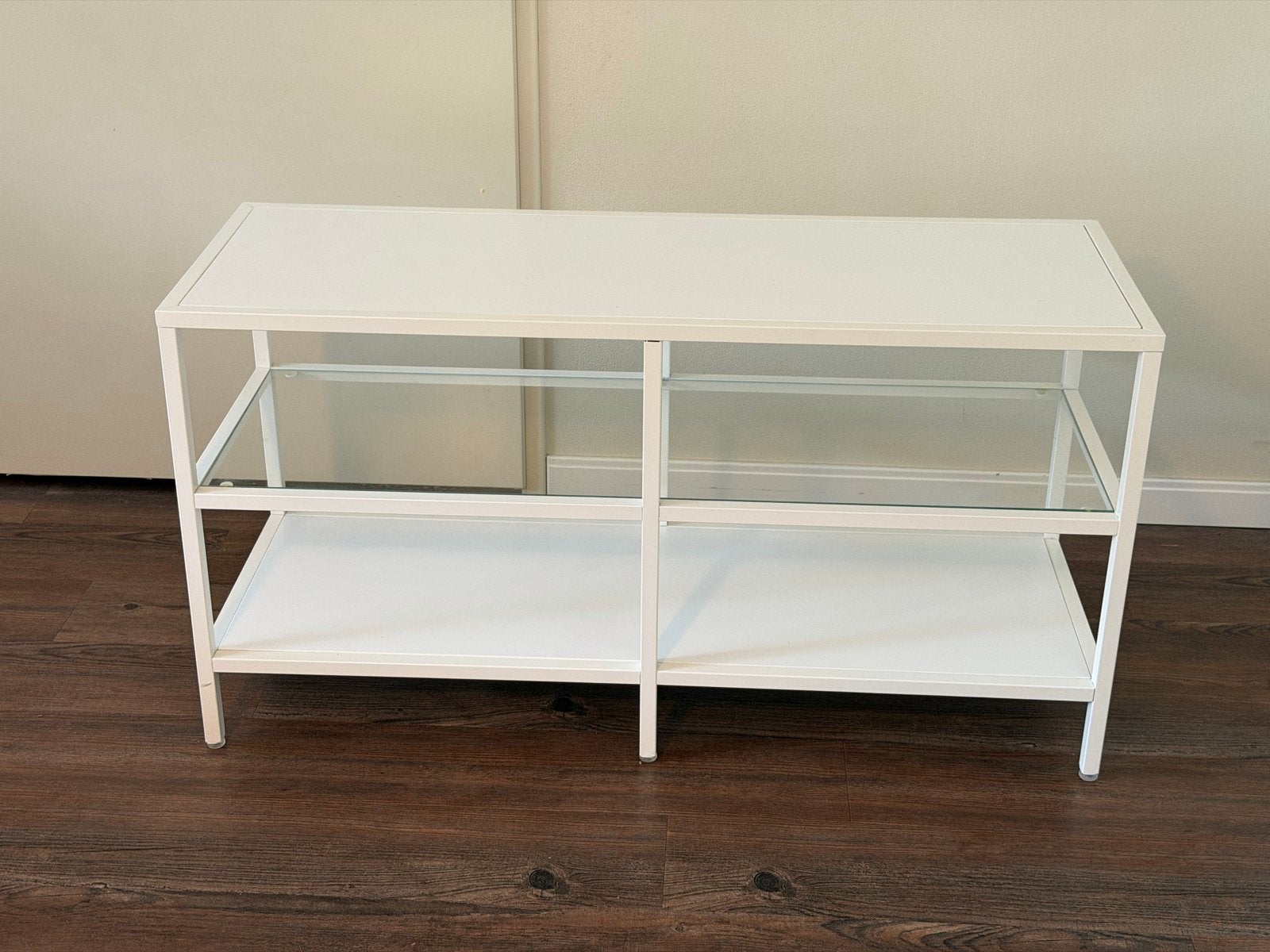 IKEA Vittsjo TV-meubel / TV-kast wit met glas, Huis en Inrichting, Kasten | Televisiemeubels, Ophalen, Gebruikt, 50 tot 100 cm