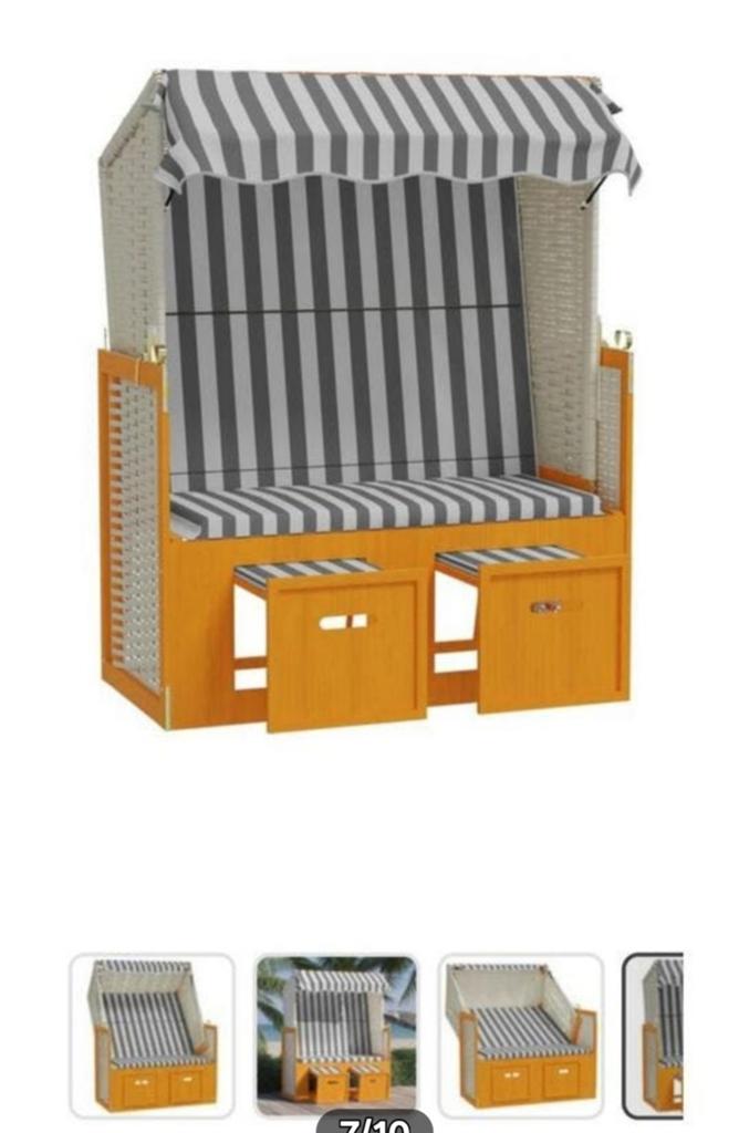 NU €100!! Nieuwe Vidaxl Strandkorf-Hout & Kunststof-In Doos, Ophalen, Verstelbaar, Nieuw, Hout