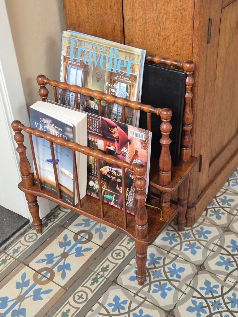 Vintage houten Tijdschriftenrek / Lectuurstandaard, Ophalen, Zo goed als nieuw, Hout, Vintage