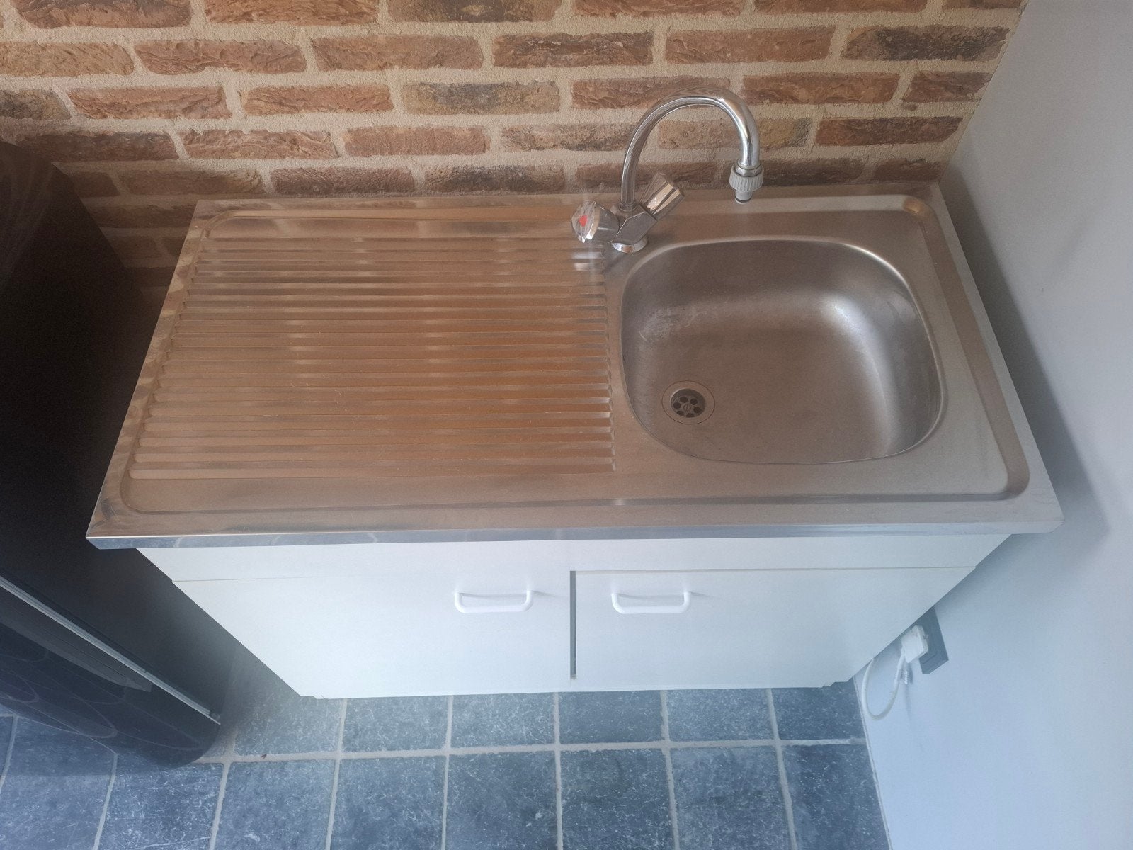 Keukenblokje inclusief kraan, Huis en Inrichting, Keuken | Keukenelementen, Ophalen, Gebruikt, 100 tot 150 cm, Wit