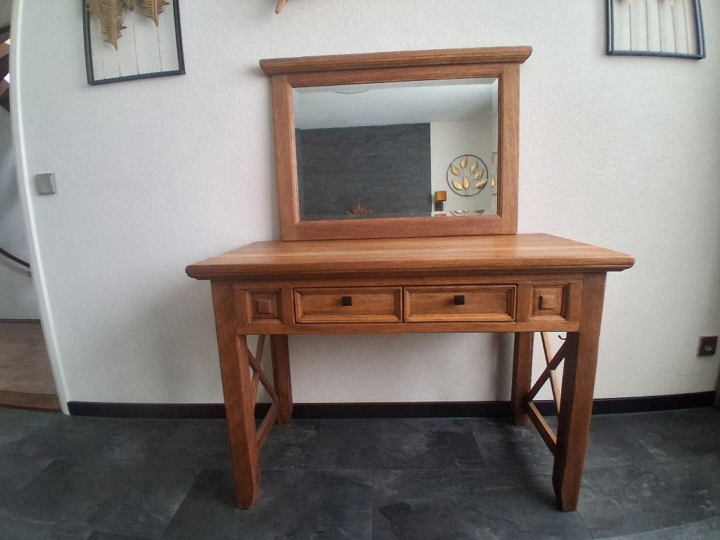 Houten dressoir met spiegel, Huis en Inrichting, Kasten | Dressoirs, Zo goed als nieuw, 100 tot 150 cm, 50 tot 75 cm, Met lade(s)