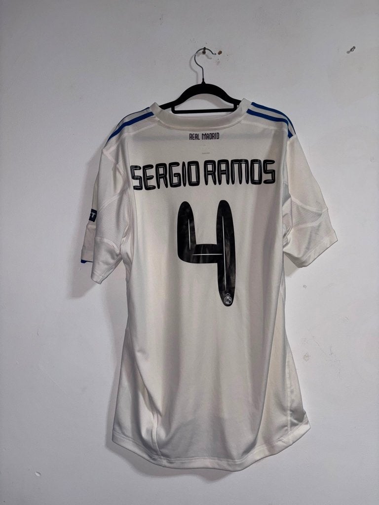 Origineel Real Madrid 2010-11 Thuis shirt - Sergio Ramos #4, Maat 52/54 (L), Wit, Ophalen of Verzenden, Zo goed als nieuw