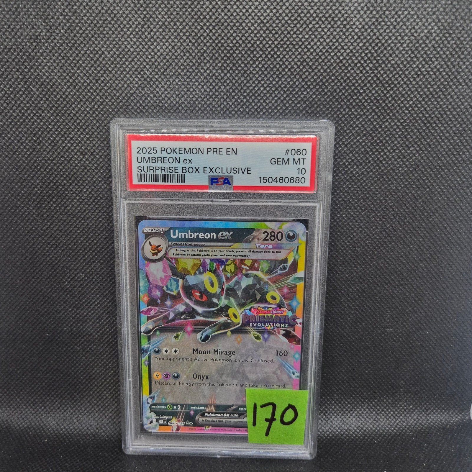 Umbreon Ex Prismatic Evolutions PSA 10, Ophalen of Verzenden, Zo goed als nieuw