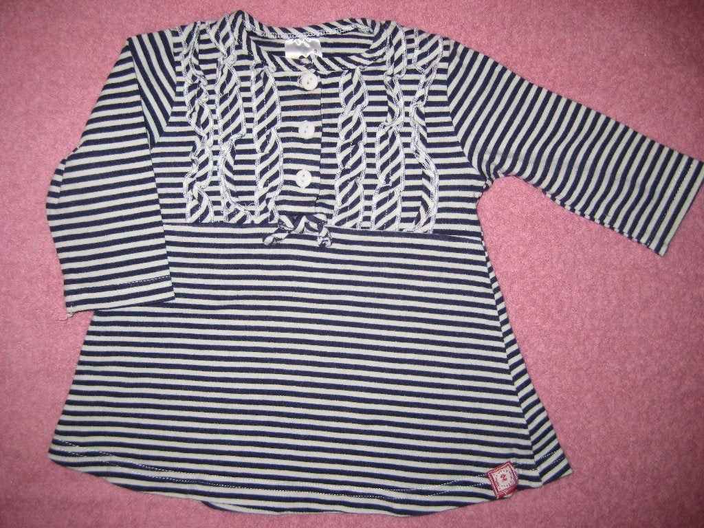 Blauw/wit gestreepd jurkje, 80, Bakkaboe, Ophalen of Verzenden, Zo goed als nieuw, Meisje, Jurkje of Rokje