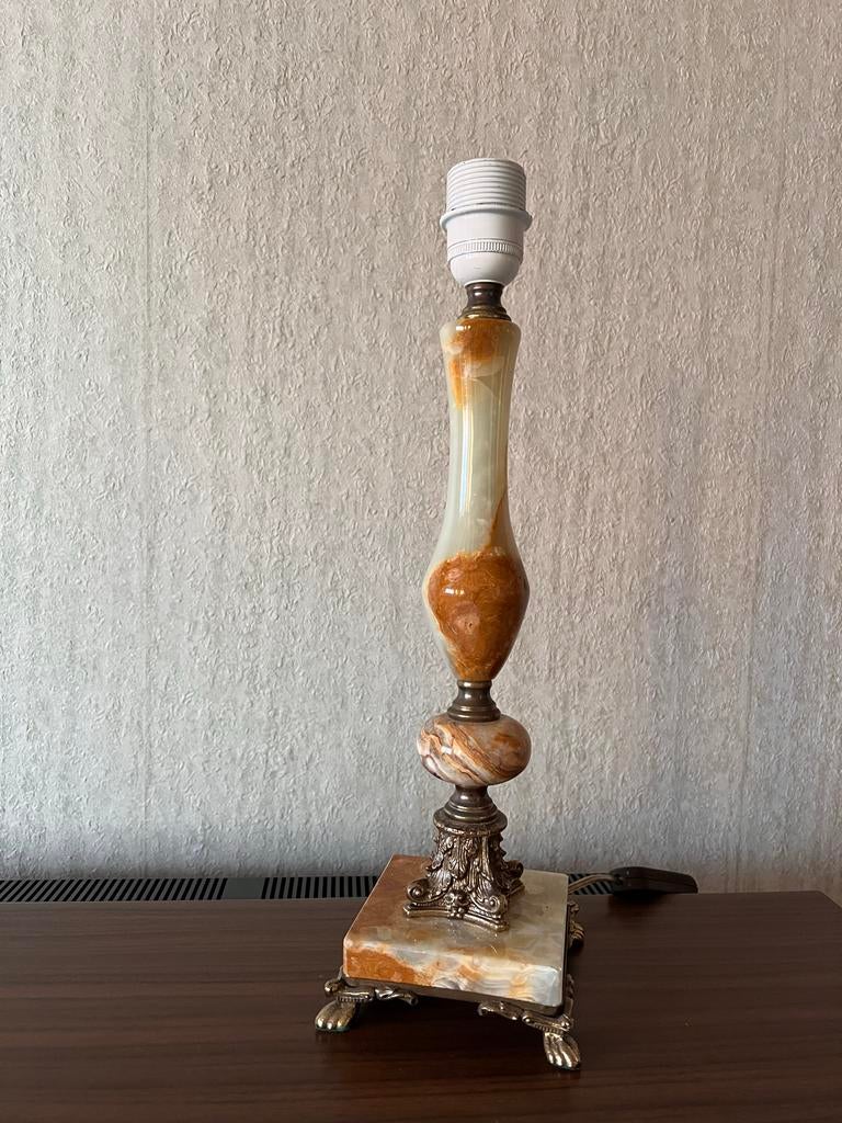 Marmeren lampenvoet met koper accent en pootjes, Ophalen of Verzenden, Zo goed als nieuw, Metaal, 50 tot 75 cm