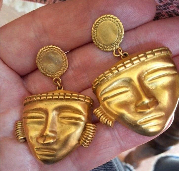 Replica Pre-Columbiaanse Oorbellen - 24K Verguld, Sieraden, Tassen en Uiterlijk, Oorbellen, Ophalen of Verzenden
